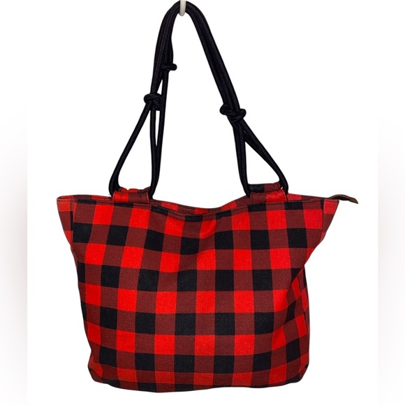 Farmhouse is my Style - Buffalo Check Large Canvas Tote Bag in Red and Black - Picture 2 of 6